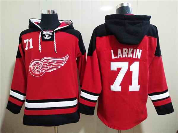 Men's Detroit Red Wings #71 Dylan Larkin Red  Ageless Must-Have Lace-Up Pullover Hoodie