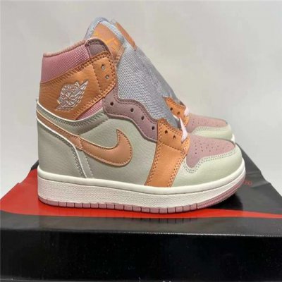 Women's Running Weapon Air Jordan 1 Grey/Orange/Pink Shoes 0263