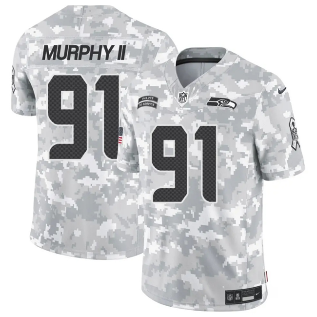 Men's Seattle Seahawks #91 Byron Murphy II 2024 F.U.S.E Arctic Camo Salute to Service Limited Stitched Football Jersey