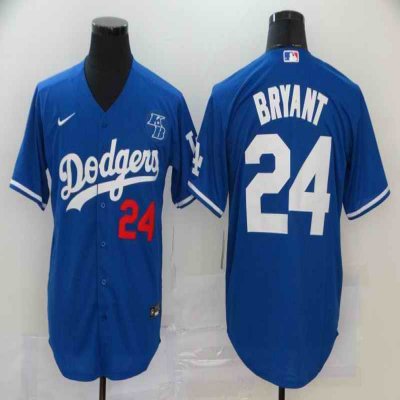 Men's Los Angeles Dodgers #24 Kobe Bryant Blue 2020 KB Patch Cool Base Stitched Jersey