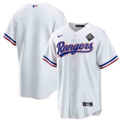 Men's Texas Rangers Blank White 2023 World Series Stitched Baseball  Jersey