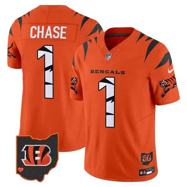 Men's Cincinnati Bengals #1 Ja'Marr Chase Orange F.U.S.E. Special Vapor Untouchable Limited Stitched Football Jersey