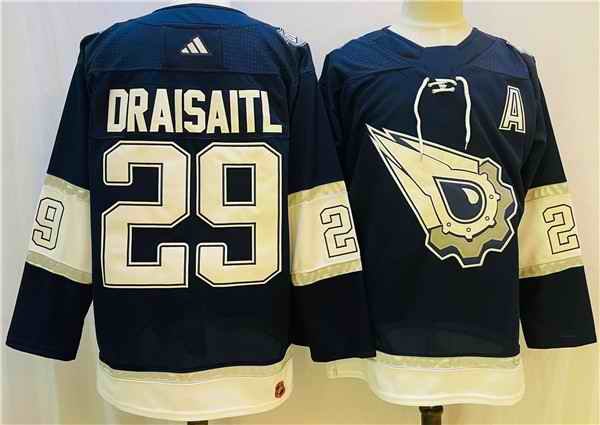 Men's Edmonton Oilers #29 Leon Draisaitl Navy/White  Stitched Jersey