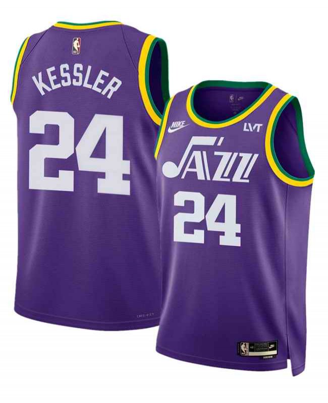 Men's Utah Jazz #24 Walker Kessler Purple 2023 Classic Edition Stitched Basketball Jersey