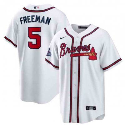 Men's Atlanta Braves #5 Freddie Freeman 2021 White World Series Champions Cool Base Stitched Jersey