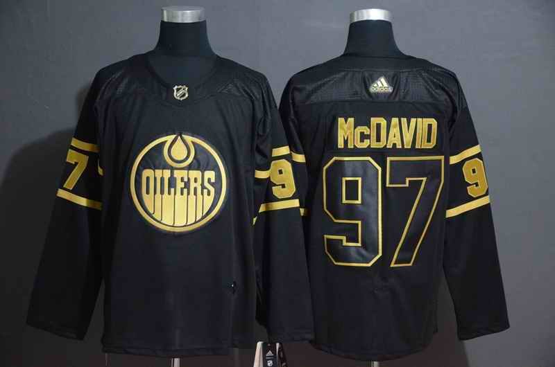 Men's Edmonton Oilers #97 Connor McDavid Black Golden Stitched NHL Jersey