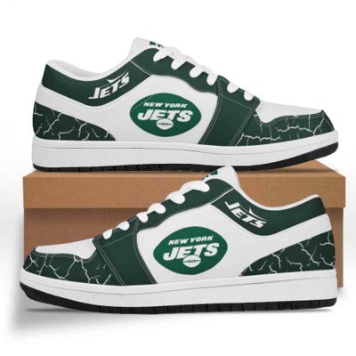 Women's New York Jets Low Top Leather AJ1 Sneakers 001