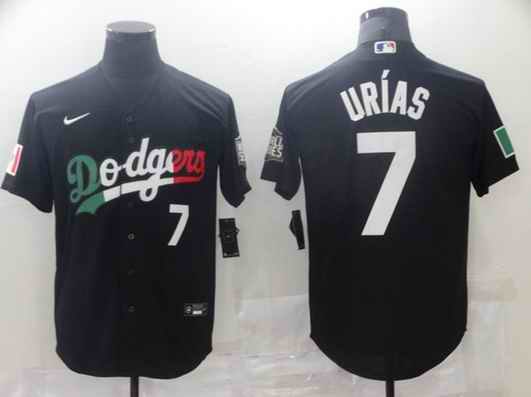 Men's Los Angeles Dodgers #7 Julio Urias Black Cool Base Stitched Baseball Jersey