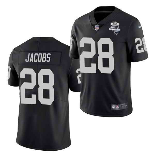 Youth Oakland Raiders #28 Josh Jacobs 2020 Black Inaugural Season Vapor Limited Stitched Jersey