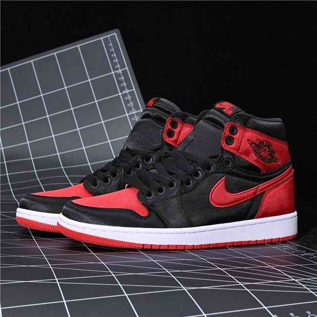 Women's Running Weapon Air Jordan 1 High Top Red/Black Shoes 0337