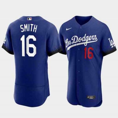 Men's Los Angeles Dodgers #16 Will Smith 2021 Royal City Connect Flex Base Stitched Baseball Jersey