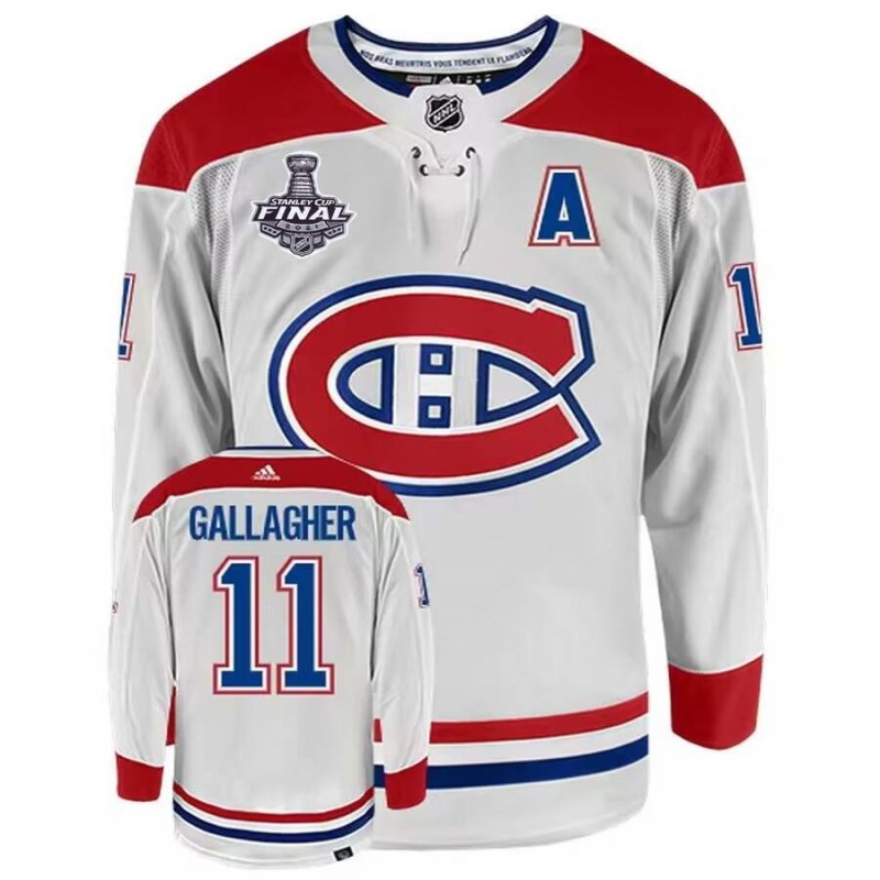 Men's Montreal Canadiens Customized White 2021 Stanley Cup Final Patch Stitched Jersey