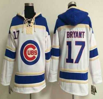 Cubs #17 Kris Bryant White Sawyer Hooded Sweatshirt MLB Hoodie