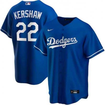 Men's Los Angeles Dodgers #22 Clayton Kershaw Blue Cool Base Stitched Jersey