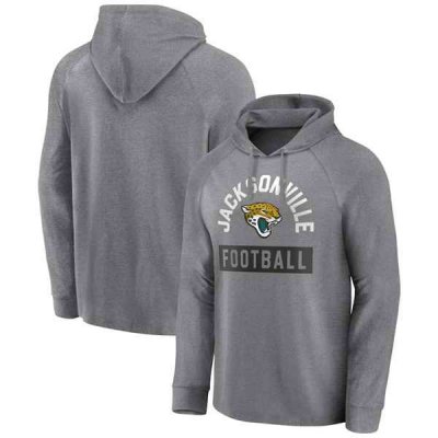 Men's Jacksonville Jaguars Heathered Gray No Time Off Raglan Pullover Hoodie