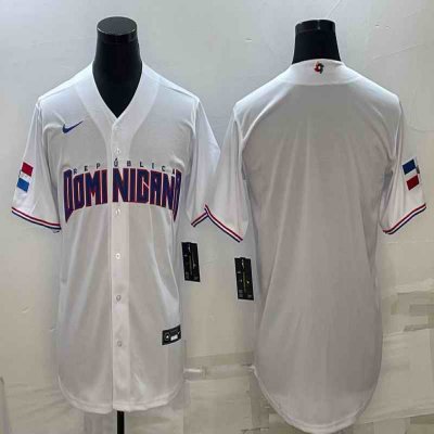 Men's Dominican Republic Baseball Blank 2023 White World Baseball Classic Stitched Jersey