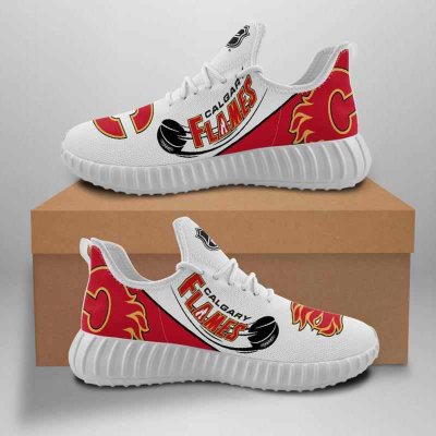 Men's Calgary Flames Mesh Knit Sneakers/Shoes 002