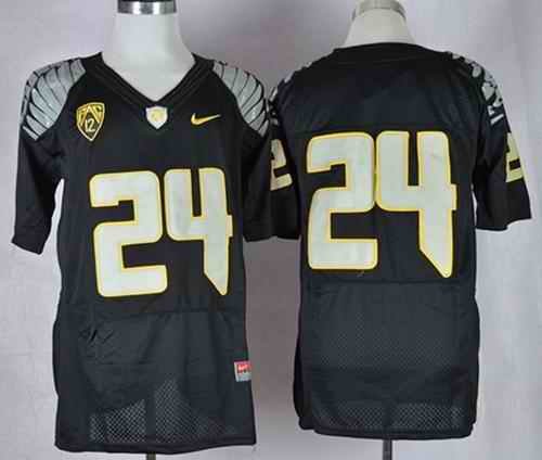 Ducks #24 Thomas Tyner Black Elite PAC-12 Patch Stitched NCAA Jersey