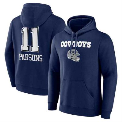 Men's Dallas Cowboys #11 Micah Parsons Navy Team Wordmark Player Name & Number Pullover Hoodie