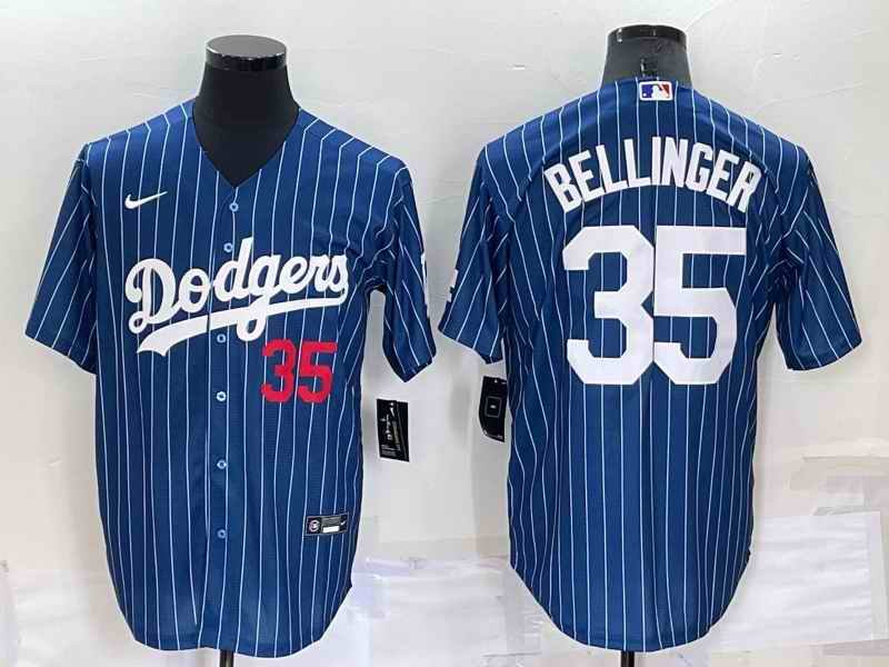 Men's Los Angeles Dodgers #35 Cody Bellinger Navy Cool Base Stitched Baseball Jersey