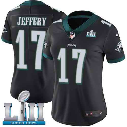 Women's Philadelphia Eagles  #17 Alshon Jeffery Black  Super Bowl LII Bound Patch Game Event Stitched NFL Jersey