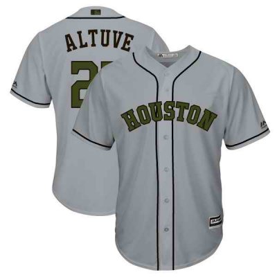 Men's Houston Astros #27 Jose Altuve Gray 2018 Memorial Day Cool Base Stitched MLB Jersey