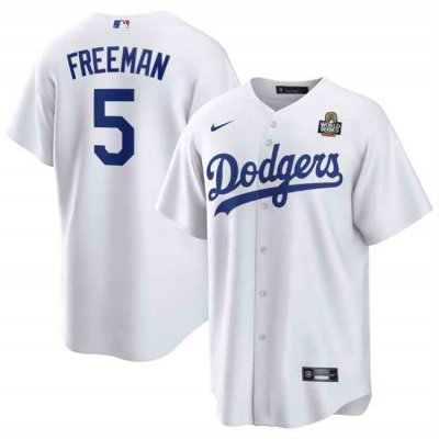 Men's Los Angeles Dodgers #5 Freddie Freeman White 2024 World Series Cool Base Stitched Baseball Jersey