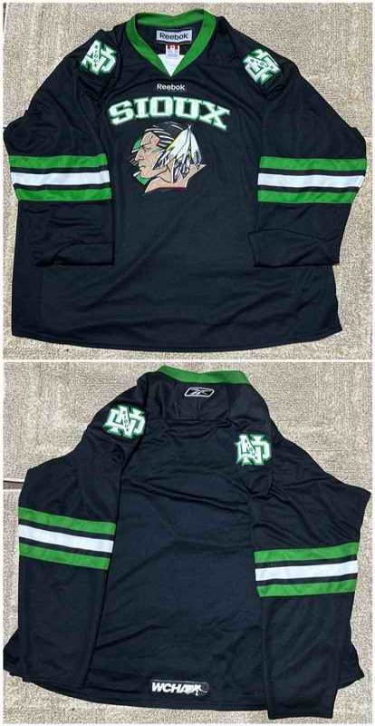 Men's North Dakota Fighting Sioux Custom Black WCHA Stitched Jersey