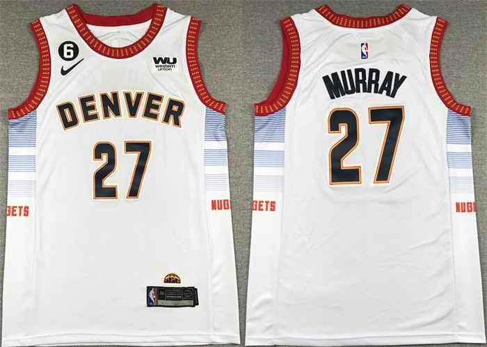 Men's Denver Nuggets #27 Jamal Murray Silver 2022/23 City Edition With NO.6 Patch Stitched Jersey