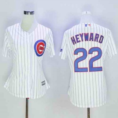 Cubs #22 Jason Heyward White(Blue Strip) Women's Home Stitched MLB Jersey