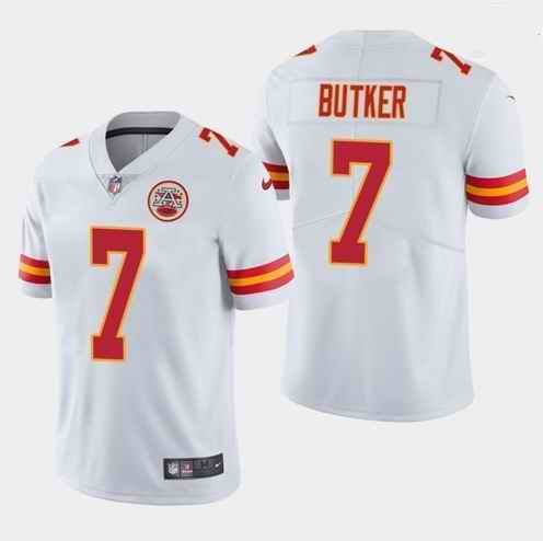 Men's Kansas City Chiefs #7 Harrison Butker White Vapor Untouchable Limited Stitched Jersey