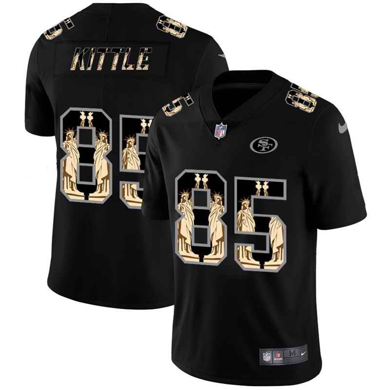 Men's San Francisco 49ers #85 George Kittle 2019 Black Statue of Liberty Limited Stitched NFL Jersey