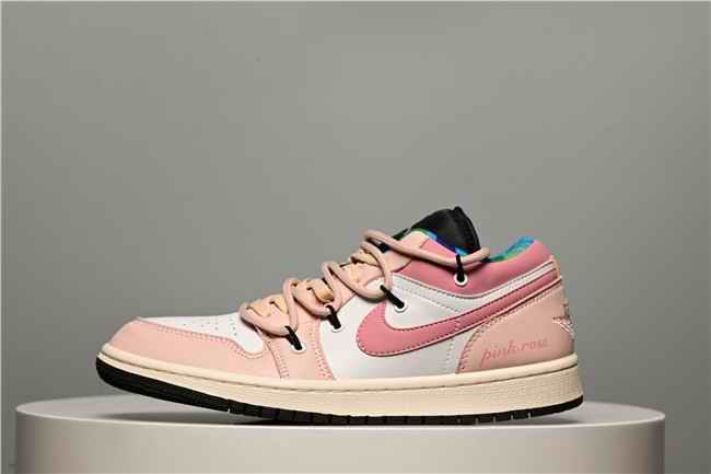 Men's Running Weapon Air Jordan 1 Low Pink/White Shoes 0533