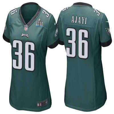 Women's Philadelphia Eagles # 36 Jay Ajayi Green Super Bowl LII Bound Patch Game Event Stitched NFL Jersey