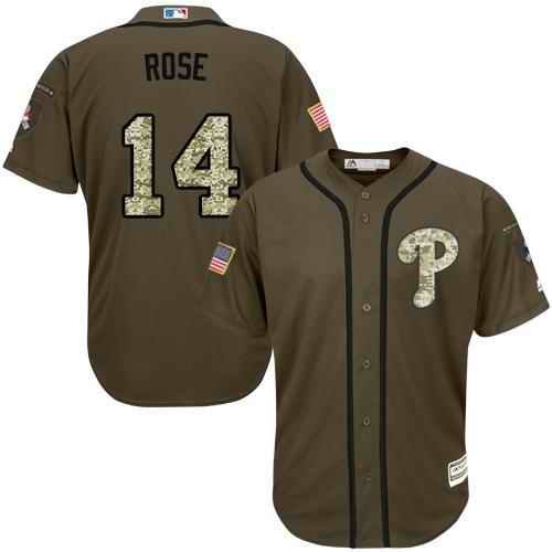 Phillies #14 Pete Rose Green Salute to Service Stitched Youth MLB Jersey