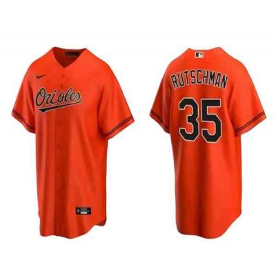 Men's Baltimore Orioles #35 Adley Rutschman Orange Cool Base Stitched Jersey