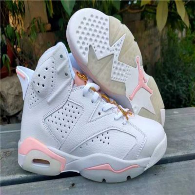 Women's Running weapon Air Jordan 6 White/Pink Shoes 011