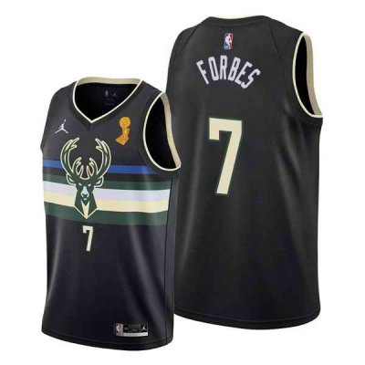 Men's Milwaukee Bucks #7 Bryn Forbes 2021 Black Finals Champions Stitched Basketball Jersey