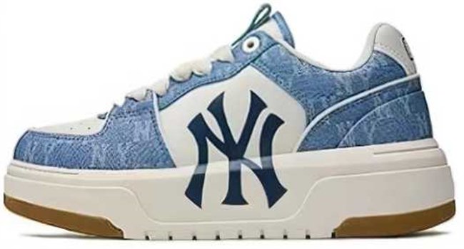 Women New York Yankees Chunky Liner Baseball Shoes/Sneakers White/Blue 010