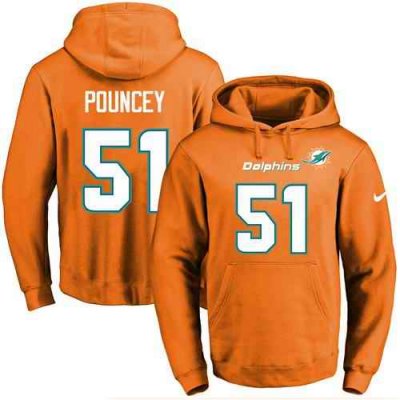 Nike Dolphins #51 Mike Pouncey Orange Name & Number Pullover NFL Hoodie