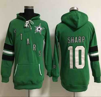 Dallas Stars #10 Patrick Sharp Green Women's Old Time Heidi Hoodie NHL Hoodie