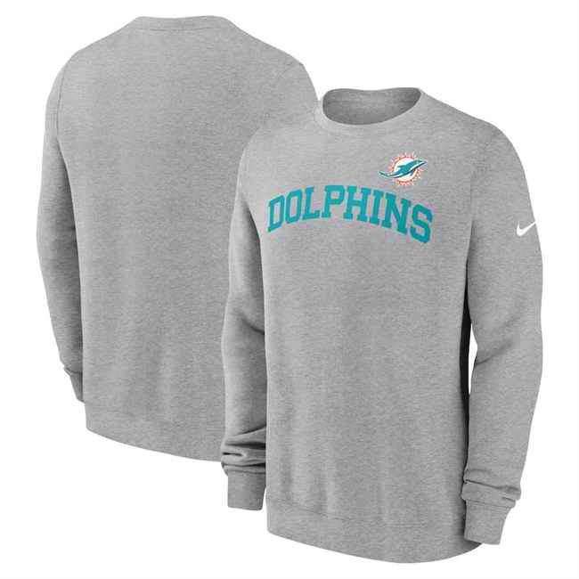 Men's Miami Dolphins Heather Grey Club Pullover Sweatshirt