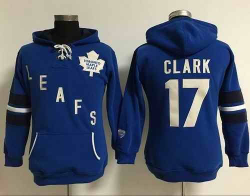 Toronto Maple Leafs #17 Wendel Clark Blue Women's Old Time Heidi Hoodie NHL Hoodie