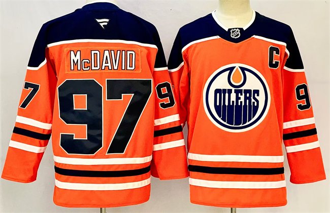 Men's Edmonton Oilers #97 Connor McDavid Orange 2024-25 With C Patch Heritage Classic Primegreen Stitched Jersey