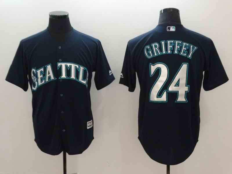 Men's MLB Seattle Mariners #24 Ken Griffey Jr. Navy Cool Base Jersey