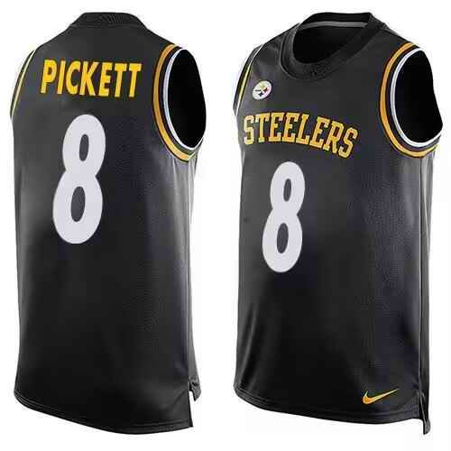 Men's Pittsburgh Steelers #8 Kenny Pickett Black Tank top Stitched Jersey