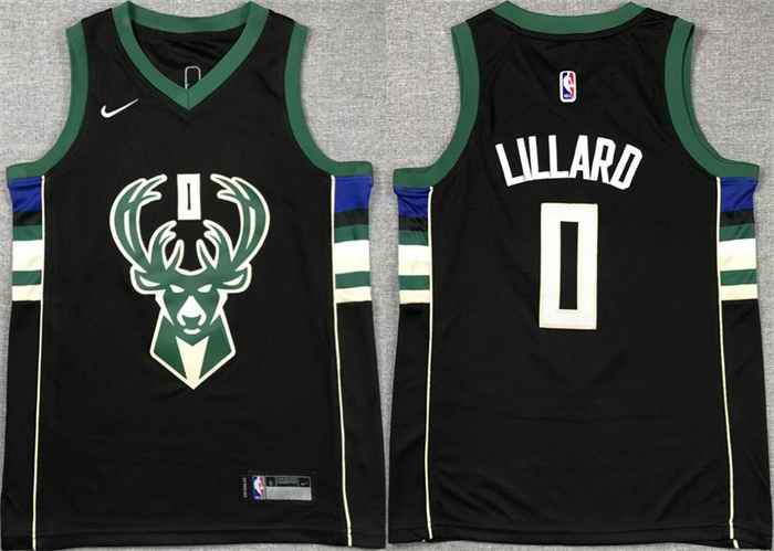 Youth Milwaukee Bucks #0 Damian Lillard Black Stitched Basketball Jersey