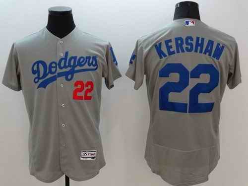 Dodgers #22 Clayton Kershaw Grey Flexbase Authentic Collection Stitched MLB Jersey