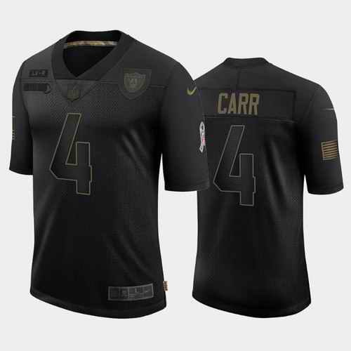 Men's Las Vegas Raiders #4 Derek Carr Black 2020 Salute To Service Limited Stitched Jersey