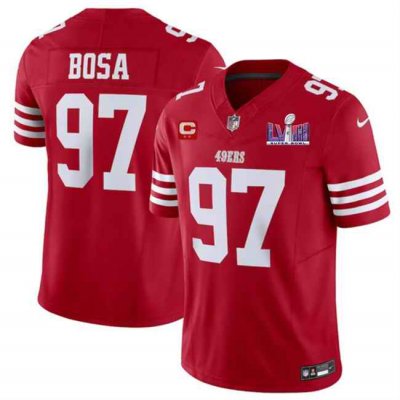 Men's San Francisco 49ers #97 Nick Bosa Red F.U.S.E. Super Bowl LVIII Patch And 2-star C Patch Vapor Untouchable Limited Stitched Football Jersey